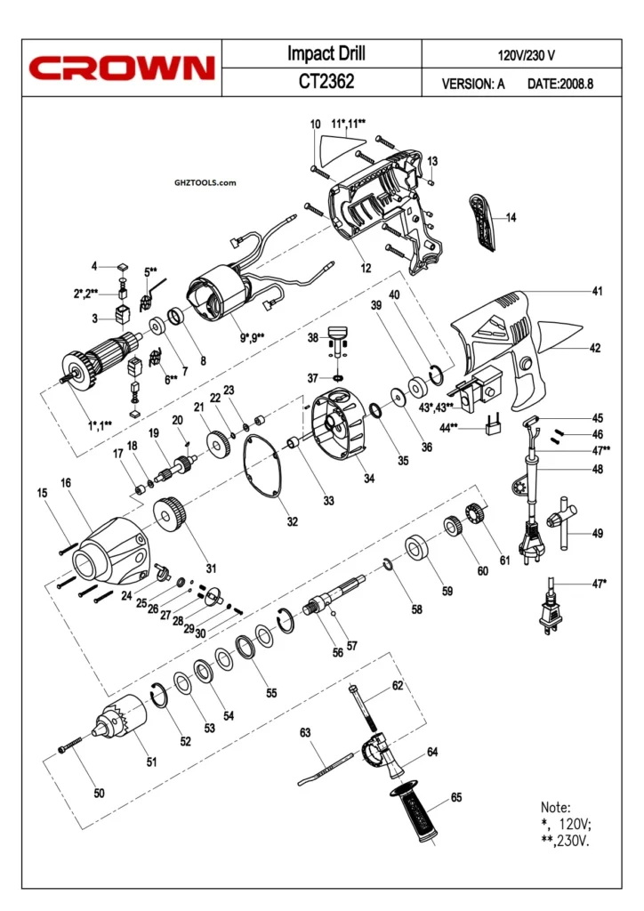 نقشه انفجاری دریل Ct 2362 کرون