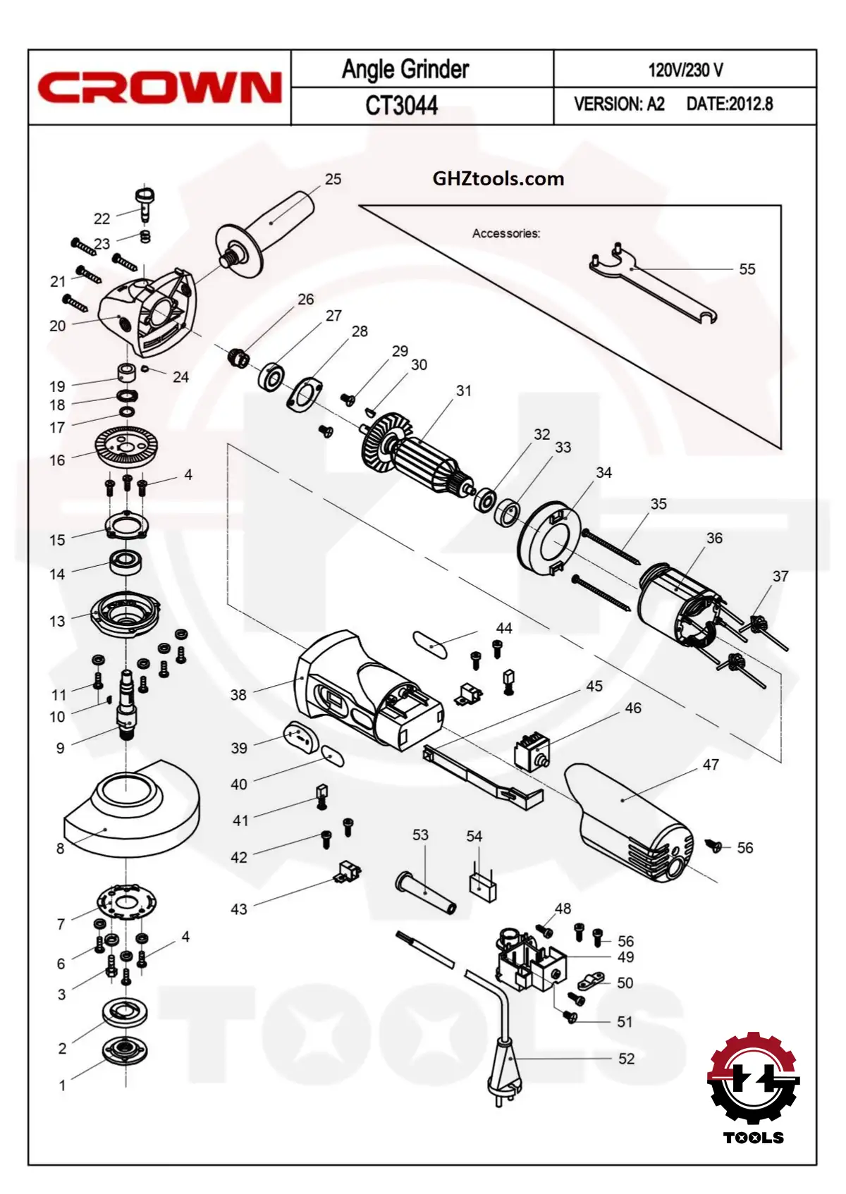 نقشه انفجاری مینی فرز Ct 13003 کرون