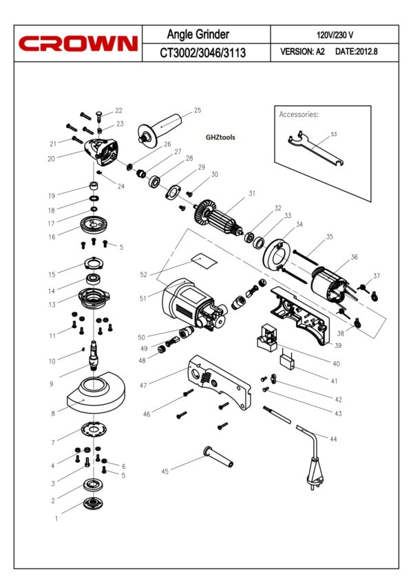 altنقشه انفجاری مینی فرز کرون CT13008