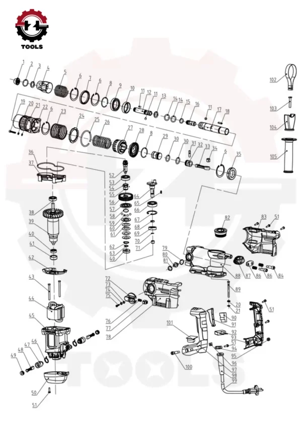 نقشه انفجاری بتن کن 1440 ان ای سی NEC