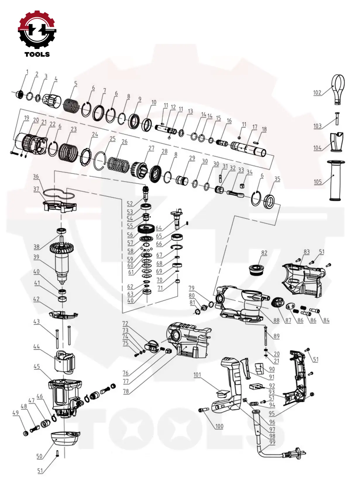 نقشه انفجاری بتن کن 1440 ان ای سی NEC