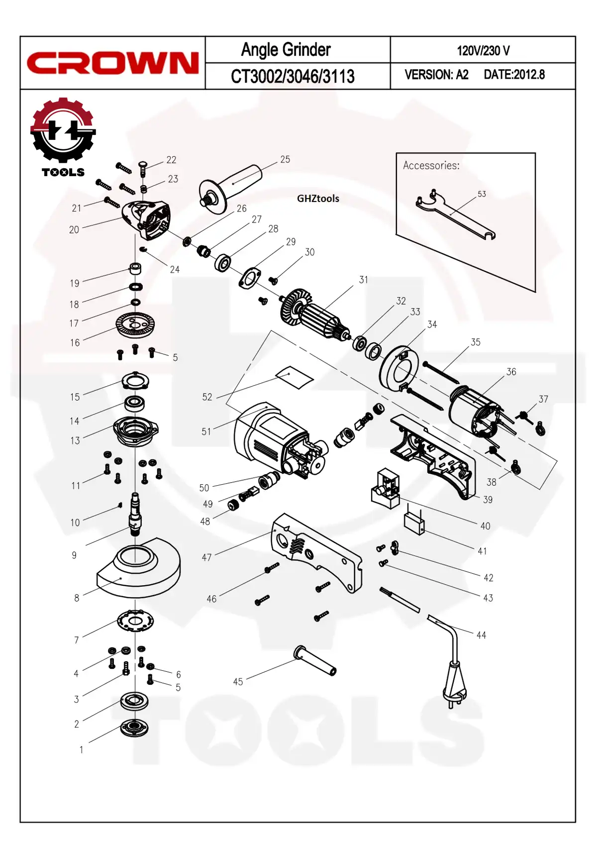 نقشه انفجاری مینی فرز کرون CT13008